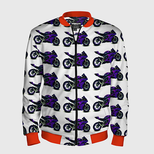 Мужской бомбер Motorcycle purple gloss / 3D-Красный – фото 1