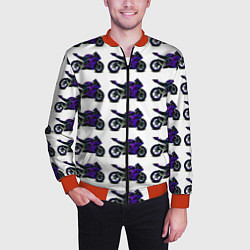 Бомбер мужской Motorcycle purple gloss, цвет: 3D-красный — фото 2