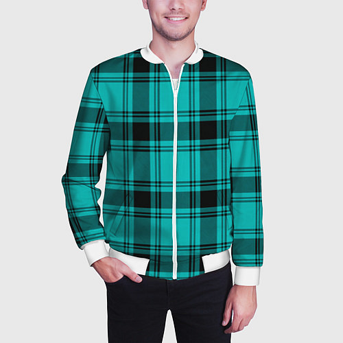 Мужской бомбер Checkered blue / 3D-Белый – фото 3