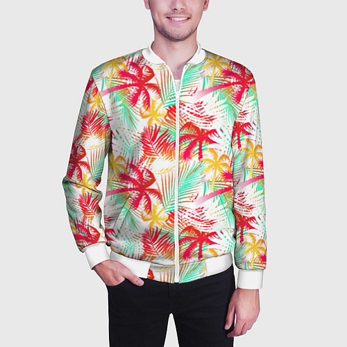 Мужской бомбер Palm red yellow / 3D-Белый – фото 3