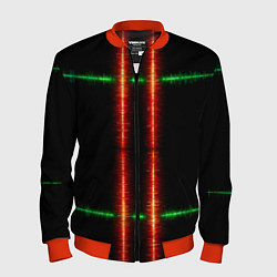 Бомбер мужской Color black green red lines, цвет: 3D-красный