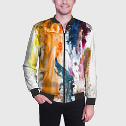 Бомбер мужской Разноцветные мазки кисти на палитре художника, цвет: 3D-черный — фото 2