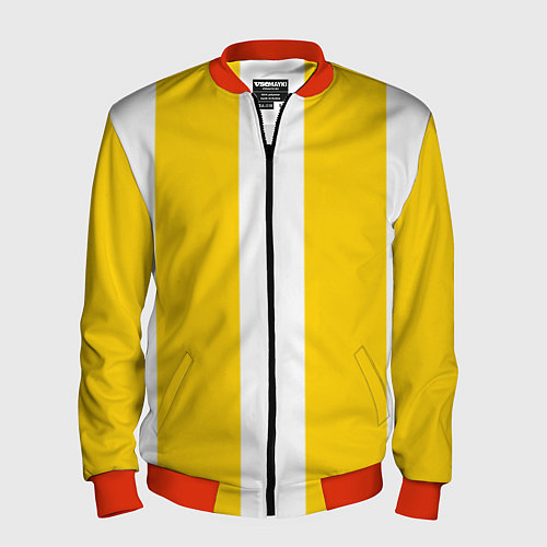 Мужской бомбер Color yellow white line / 3D-Красный – фото 1