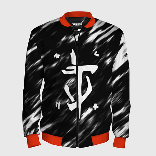 Мужской бомбер Doom штрихи красок / 3D-Красный – фото 1