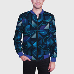 Бомбер мужской Футуристическая сине-фиолетовая абстракция с хакер, цвет: 3D-синий — фото 2