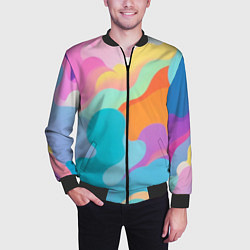 Бомбер мужской Разноцветные красивые облака, цвет: 3D-черный — фото 2