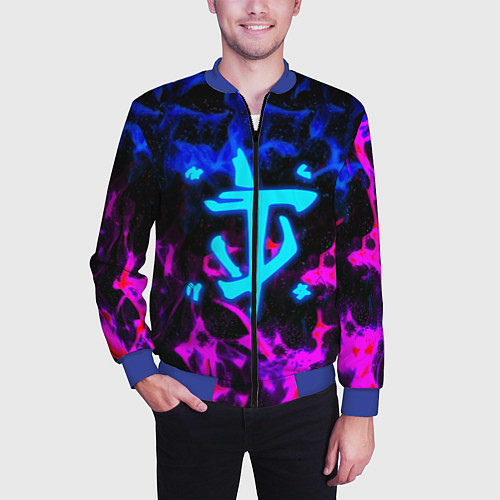 Мужской бомбер Doom неоновый дым / 3D-Синий – фото 3