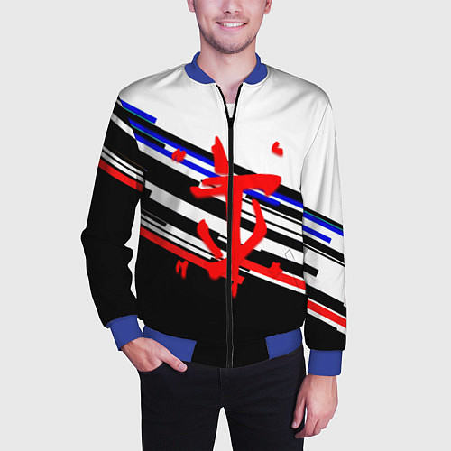 Мужской бомбер Doom line color / 3D-Синий – фото 3