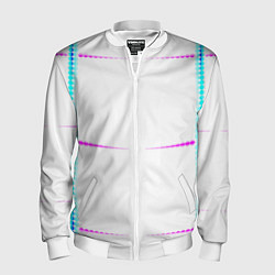 Бомбер мужской Color white blue pink stripes, цвет: 3D-белый