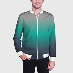 Бомбер мужской Градиент серо-зеленый, цвет: 3D-белый — фото 2