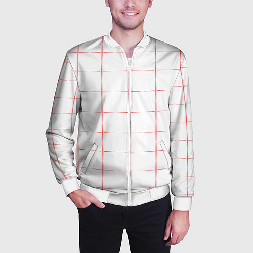 Мужской бомбер Color white red crosses / 3D-Белый – фото 3