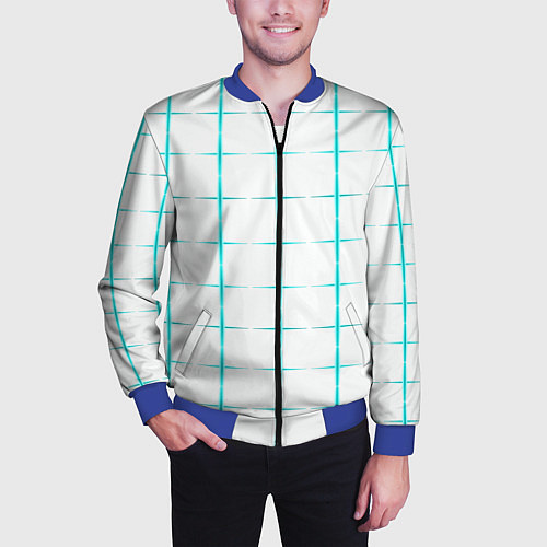 Мужской бомбер Color white light blue crosses / 3D-Синий – фото 3