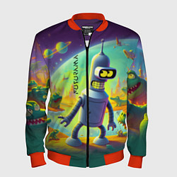 Бомбер мужской Робот-сгибальщик Бендер на планете крокодилов - не, цвет: 3D-красный