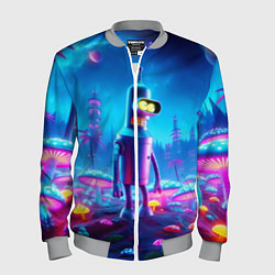 Бомбер мужской Бендер на сказочной неоновой грибной планете - ней, цвет: 3D-меланж