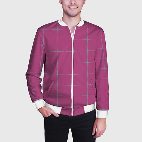 Мужской бомбер Color pink stripes / 3D-Белый – фото 3