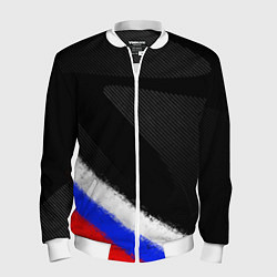 Бомбер мужской Спортивный триколор России, цвет: 3D-белый
