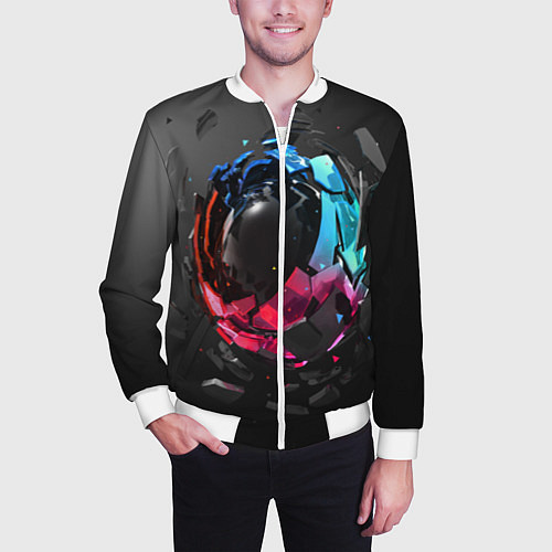 Мужской бомбер Abstract graphics / 3D-Белый – фото 3