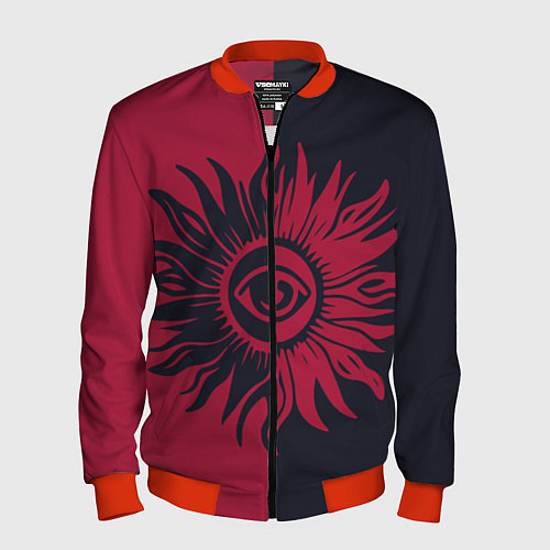 Мужской бомбер Солнце красно-синее / 3D-Красный – фото 1