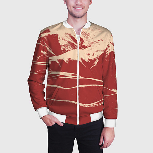 Мужской бомбер Песочные горы-абстракция / 3D-Белый – фото 3
