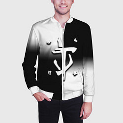 Бомбер мужской Doom black geometry, цвет: 3D-белый — фото 2