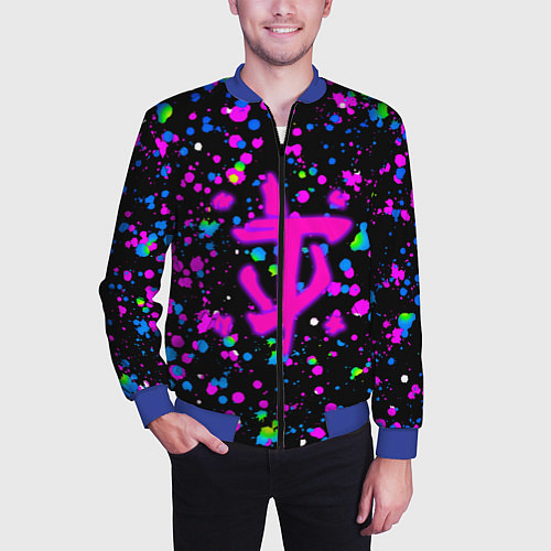 Мужской бомбер Doom цветные краски / 3D-Синий – фото 3