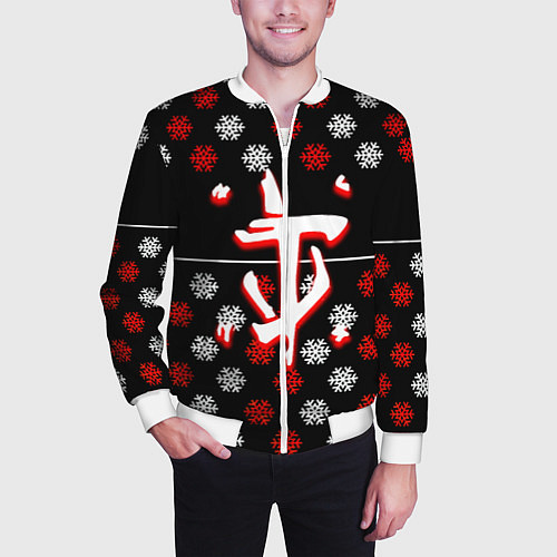 Мужской бомбер Doom winter pattern steel / 3D-Белый – фото 3