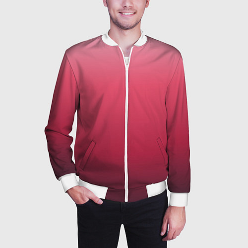 Мужской бомбер Градиент гранатовый / 3D-Белый – фото 3