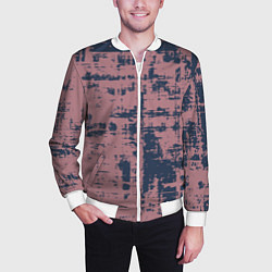 Бомбер мужской Текстура с потертостями сине-розовая, цвет: 3D-белый — фото 2