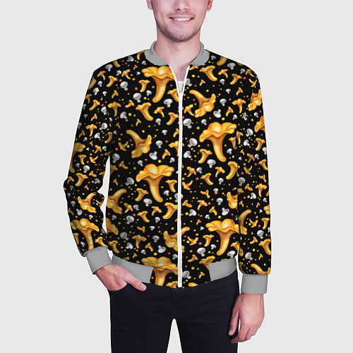 Мужской бомбер Грибной дождик / 3D-Меланж – фото 3