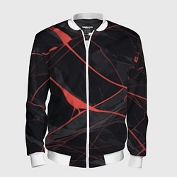Бомбер мужской Текстура мрамора с красными полосками, цвет: 3D-белый