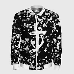 Бомбер мужской Дум белые брызги красок, цвет: 3D-белый