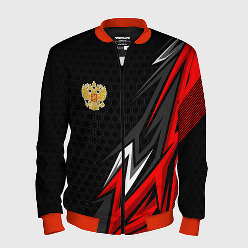 Мужской бомбер Герб России - красный / 3D-Красный – фото 1