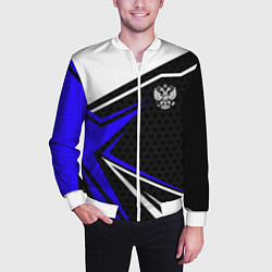 Бомбер мужской Герб России - синий, цвет: 3D-белый — фото 2