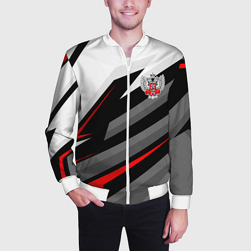 Мужской бомбер Федерация бокса - спортивный / 3D-Белый – фото 3