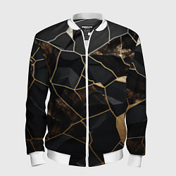 Бомбер мужской Черно золотой мрамор, цвет: 3D-белый