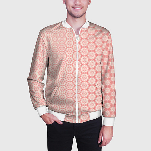 Мужской бомбер Розовый узорчатый градиент / 3D-Белый – фото 3