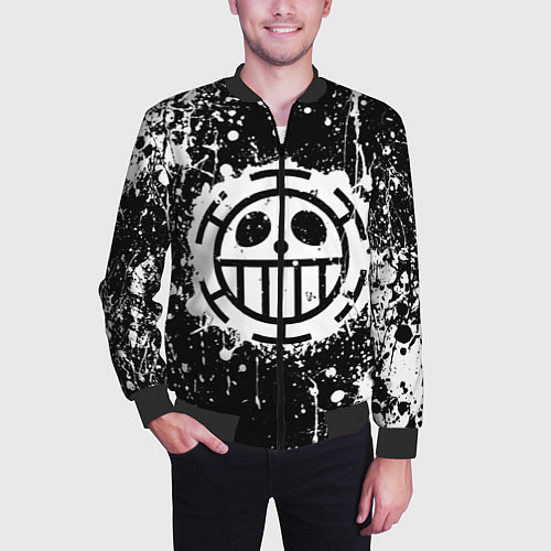 Мужской бомбер Пираты сердца - лого / 3D-Черный – фото 3