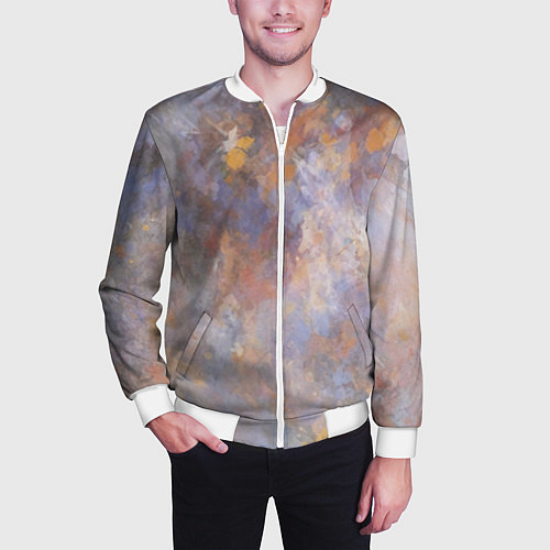 Мужской бомбер Абстракция - pastel fantasy / 3D-Белый – фото 3