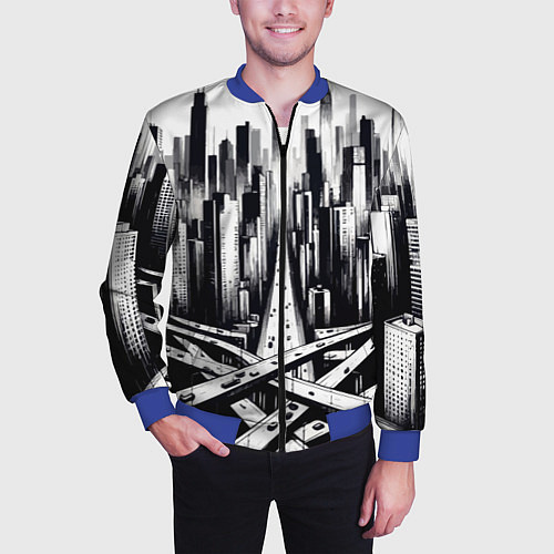 Мужской бомбер American metropolis / 3D-Синий – фото 3