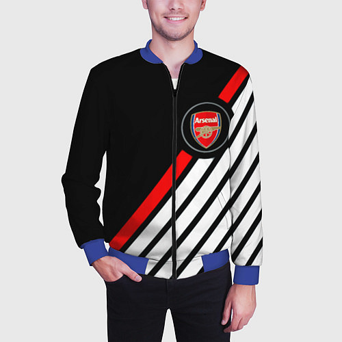 Мужской бомбер Арсенал геометрия полосы / 3D-Синий – фото 3