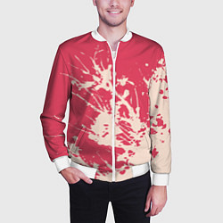 Бомбер мужской Бежевый взрыв на розовом, цвет: 3D-белый — фото 2