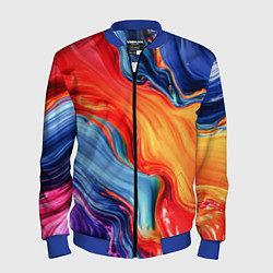 Бомбер мужской Красно-синие масляные краски смешение абстракция, цвет: 3D-синий