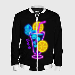 Бомбер мужской Night beach, цвет: 3D-белый