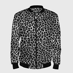 Бомбер мужской Леопардовый серый с чёрными пятнами, цвет: 3D-черный