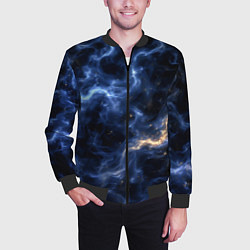 Бомбер мужской Космическая дымка со свечением чёрно-синий, цвет: 3D-черный — фото 2