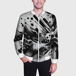 Бомбер мужской Абстрактная экспрессивная композиция - киберпанк, цвет: 3D-белый — фото 2
