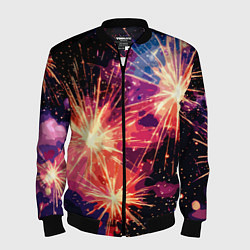 Бомбер мужской Абстракция стилизованный салют, цвет: 3D-черный