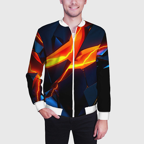 Мужской бомбер Plate fractures / 3D-Белый – фото 3