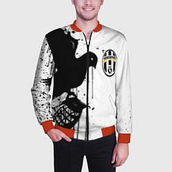 Бомбер мужской Ювентус черная птица краски, цвет: 3D-красный — фото 2