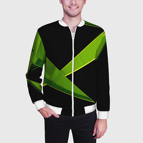 Мужской бомбер Geometric neon / 3D-Белый – фото 3